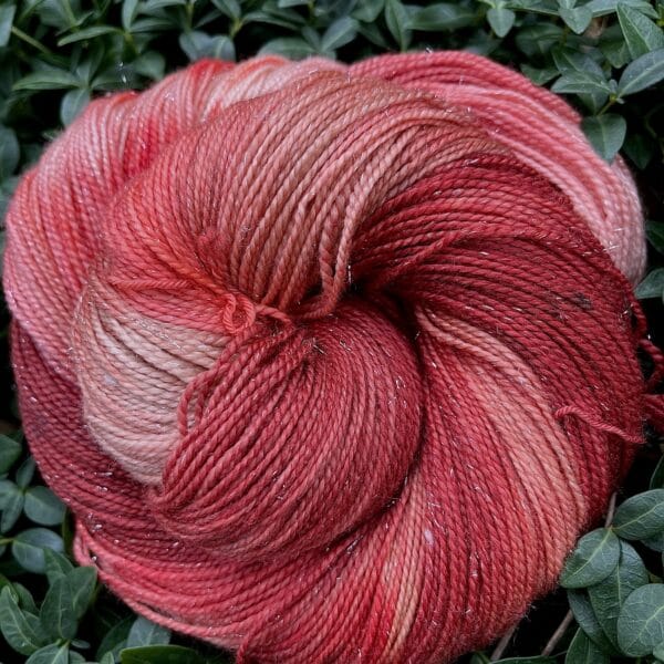 Sparkly Wild Strawberry - Fingering Weight Yarn